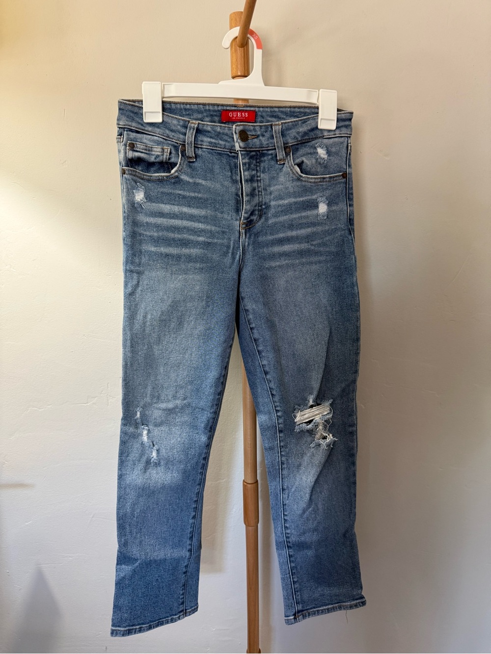 GUESS Blue Denim High Rise Straight Leg Cotton Jeans Size 28